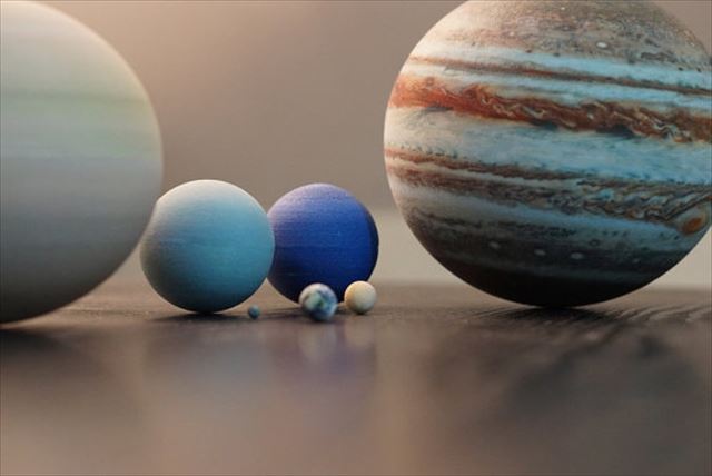 3Dプリンター「惑星の大きさ比較」