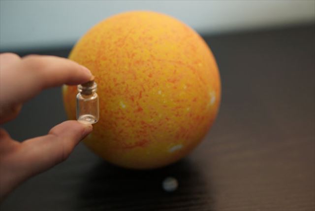 3Dプリンター「太陽と地球の大きさ比較」