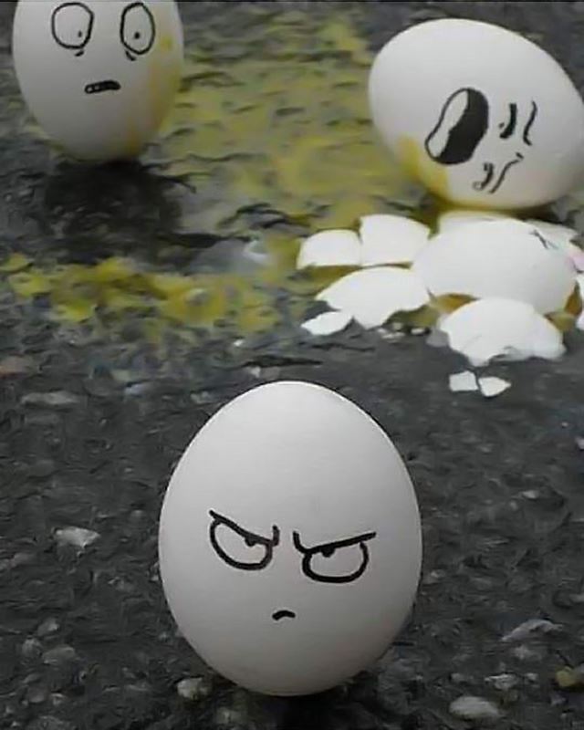 割られた仲間（卵）を想う世界観 卵アート【エッグアート画像】